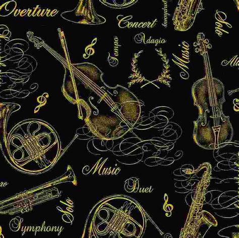 timeless treasures metallic instrumental instruments black fabric|Metallic Musical Instruments Black, Timeless .